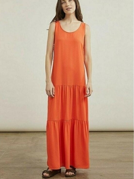 Elizabeth and James Dresses & Skirts - Elizabeth & James orange tiered sleeveless maxi dress, Sz.L.